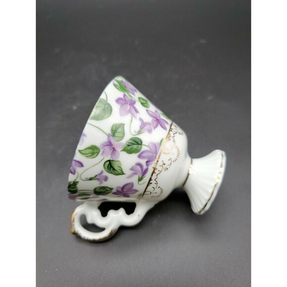Chintz Violet Teacup Coffee Cup Gold Trimmed Vintage - Picture 10 of 12
